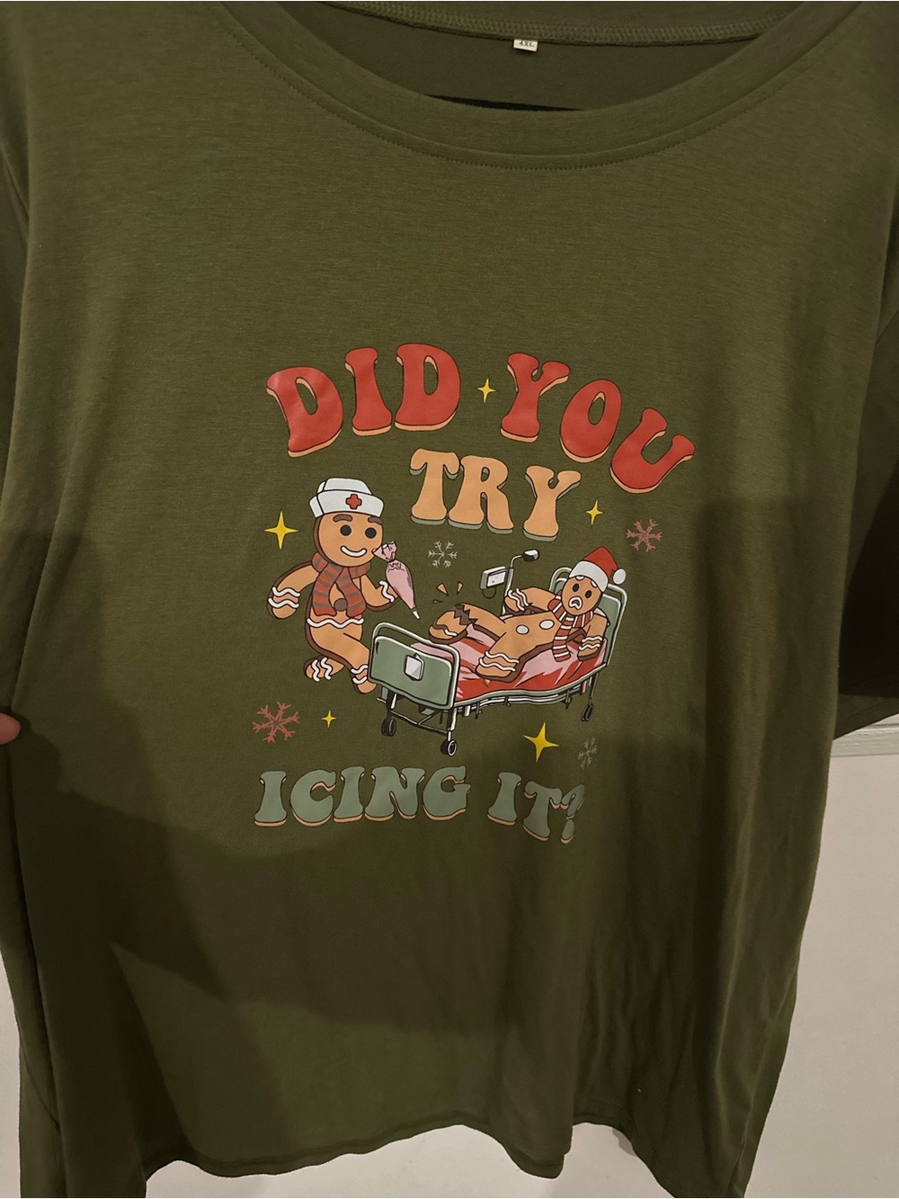 Did You Try Icing It Christmas T Shirt 4XL Gingerbread Nurse Hospital Funny Holi